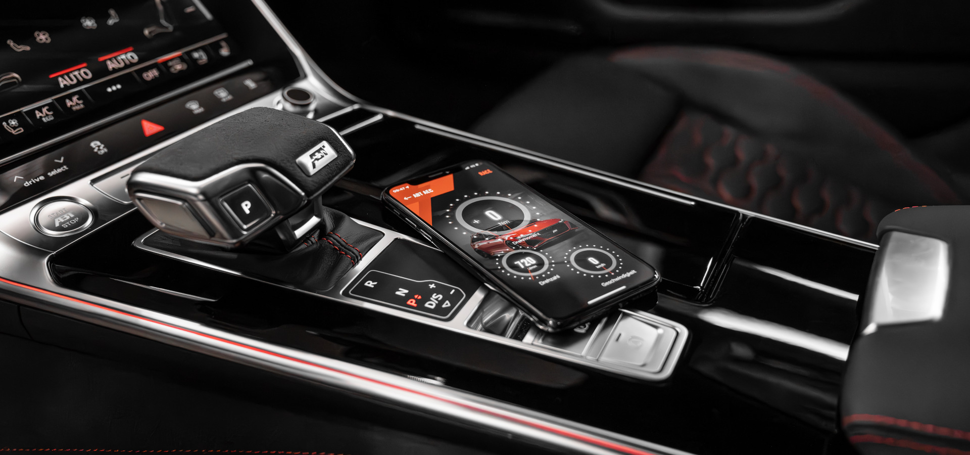 Close-up of centre console